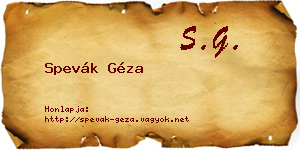 Spevák Géza névjegykártya