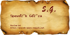 Spevák Géza névjegykártya
